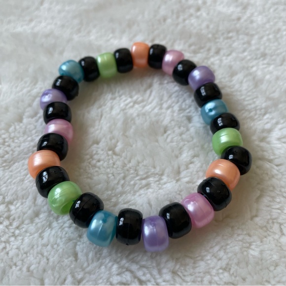 Set of Five (5) Black Neon Rainbow Pastel Kandi Bead Bracelets - Picture 4 of 6